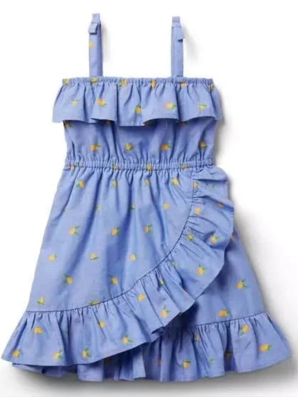 Janie and Jack Kentucky Blue Lemon Print Ruffle Dress Blue 10